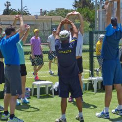 Advanced group warms down after tennis, Algarve