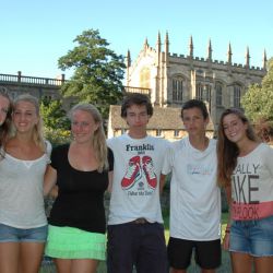 Tennis players in front of Christ Church College