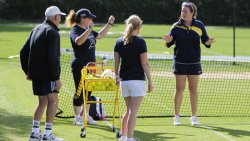 Adult tennis group at the tennis camp