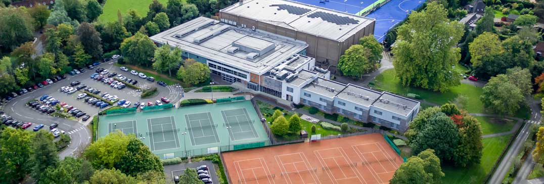 Aerial view of tennis courts for Easter Tennis Camp 