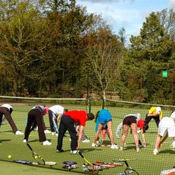 Stretching at the London Tennis Clinic