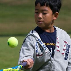 Green ball tennis player